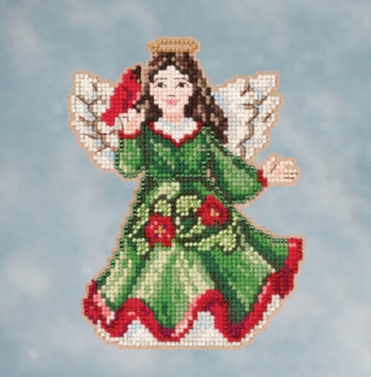 DIY Mill Hill Angel with Cardinal Christmas Counted Cross Stitch Kit